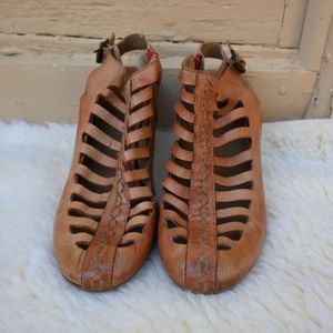 Eric Michael Brown Cutout Detail Ankle Strap Sandals with Cone Heels Size 41